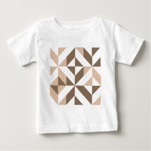 Camiseta Para Bebê Padrão Geométrico do Cubo Castanho Beige