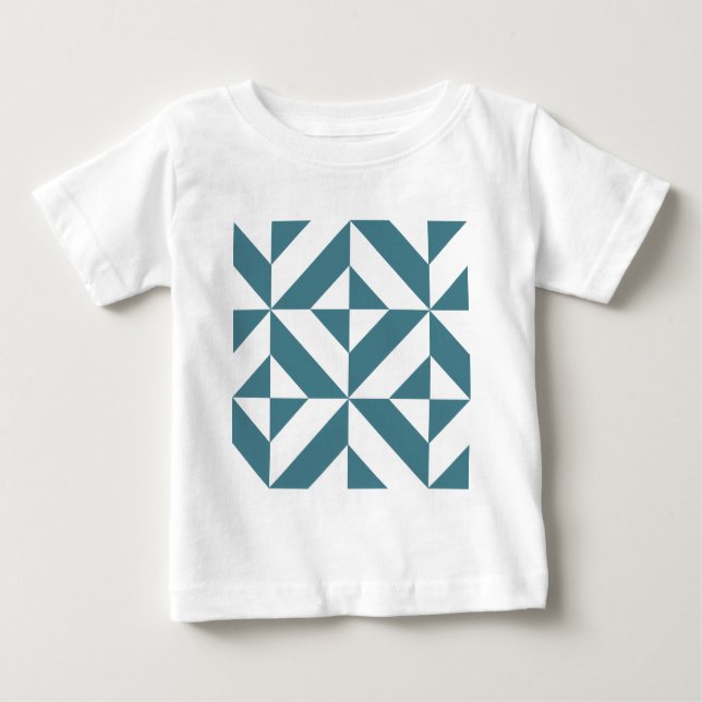 Camiseta Para Bebê Padrão Geométrico do Deco Verde Profundo (Frente)