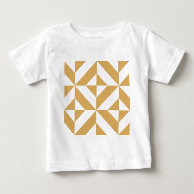 Camiseta Para Bebê Padrão Legal e Dourado do Cubo de Deco Geométrico (Frente)