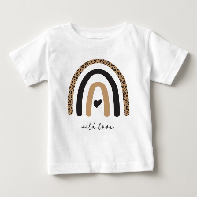 Camiseta Para Bebê Padrão-Leopardo Cotovelo-Arco-Íris (Frente)