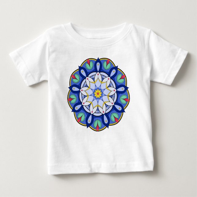 Camiseta Para Bebê Padrão Mandala 01 (Frente)
