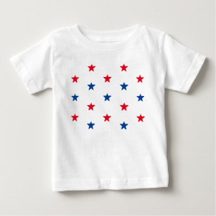 Camiseta Para Bebê Padrão Patriótico de estrelas brancas azuis 4 de