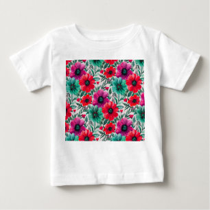 Camiseta Para Bebê Padrão retro de moda russa floral