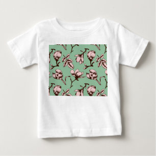 Camiseta Para Bebê Padrão sem costura com botões de flores de primave
