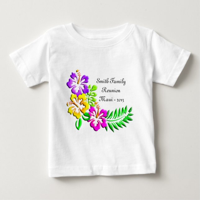 Camiseta Para Bebê Padrão Tropical de Hibiscus (Frente)