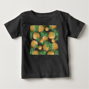 Camiseta Para Bebê Padrão Tropical Yummy Pineapple