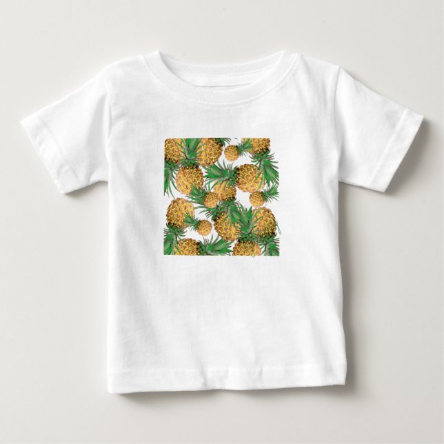 Camiseta Para Bebê Padrão Tropical Yummy Pineapple (Frente)