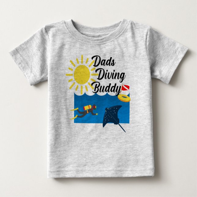 Camiseta Para Bebê Pai de mergulho Buddy Design - Baby Fine Jersey T- (Frente)
