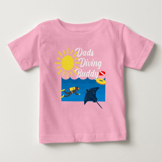 Camiseta Para Bebê Pai de mergulho Buddy Design - Baby Fine Jersey T- (Frente)