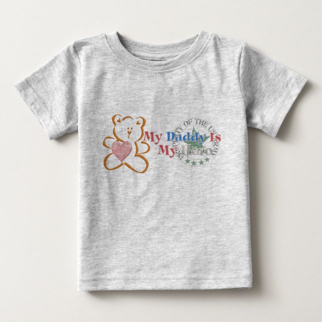 Camiseta Para Bebê Pai É Meu Herói (Exército) (Frente)