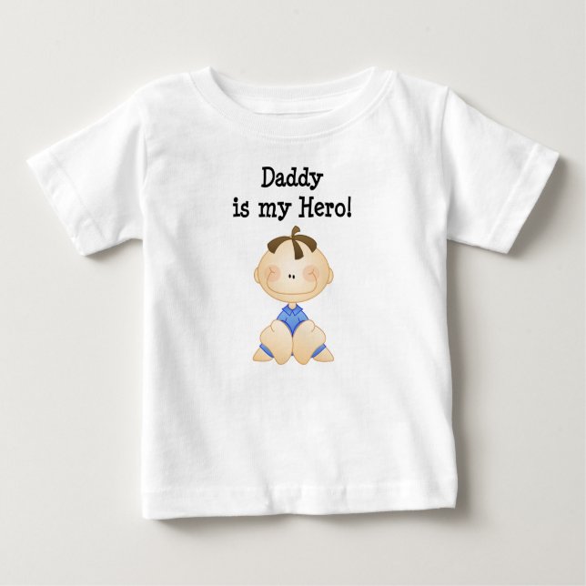 Camiseta Para Bebê Pai é Minhas T-shirts de Herói (Frente)