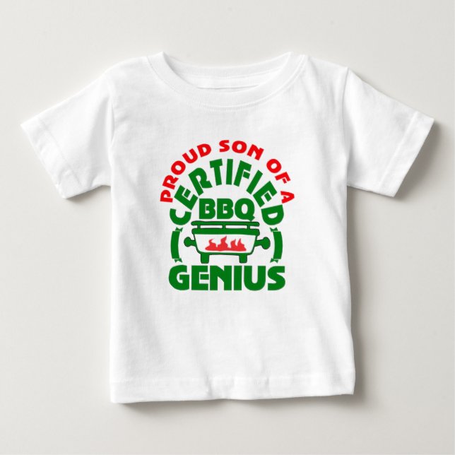 Camiseta Para Bebê Pai é um gênio do churrasco  (Frente)