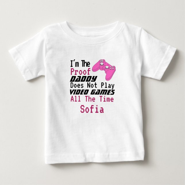 Camiseta Para Bebê Pai engraçado não joga videogame (Frente)