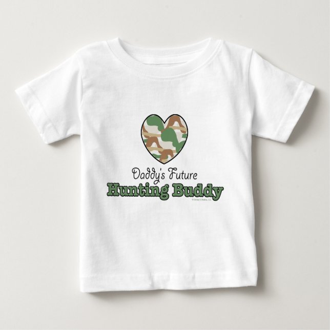Camiseta Para Bebê Pai Futuro Caçando O Bebê Amigo De Longa Folga (Frente)