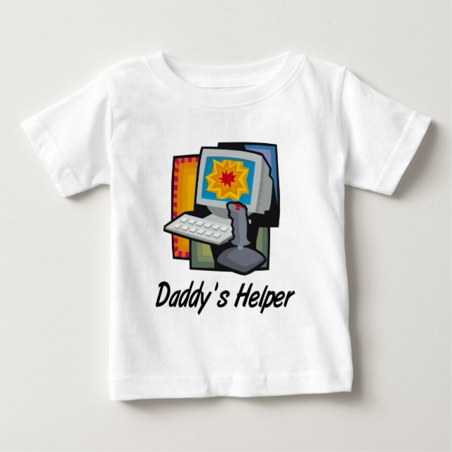 Camiseta Para Bebê Pai Helper Computer Games (Frente)