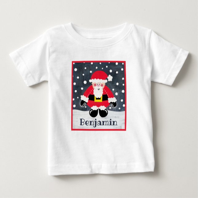 Camiseta Para Bebê Pai Natal Personalizado, Papai Noel (Frente)