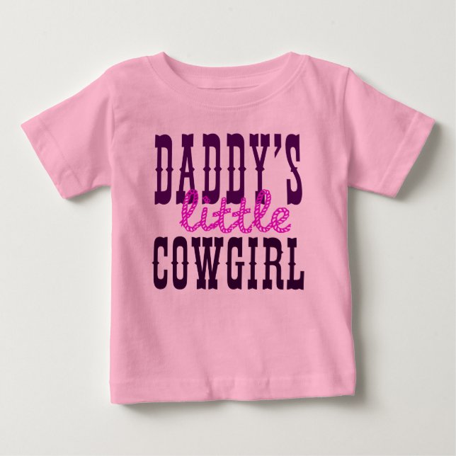 Camiseta Para Bebê Pai Pequena Cowgirl (Frente)
