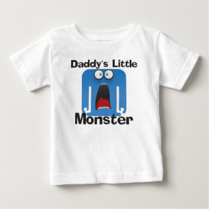 Camiseta Para Bebê Pai pequeno monstro azul