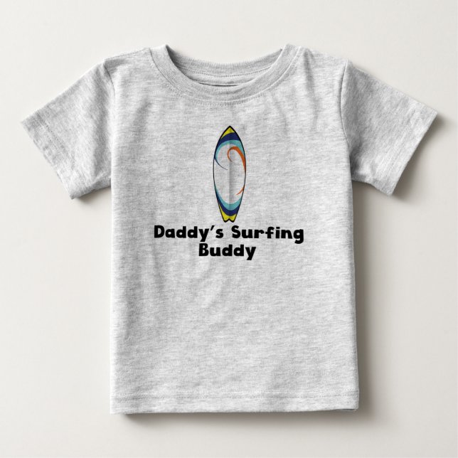 Camiseta Para Bebê Pai Surfing Buddy (Frente)