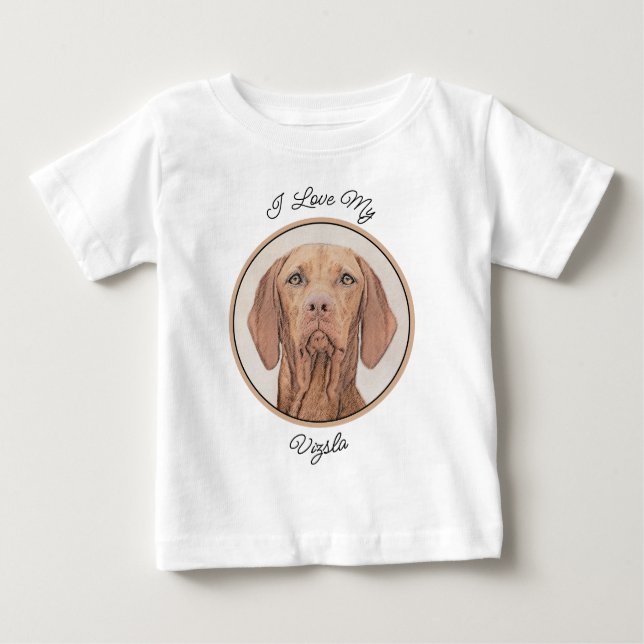 Camiseta Para Bebê Painting Vizsla - Arte de Cachorro Original (Frente)