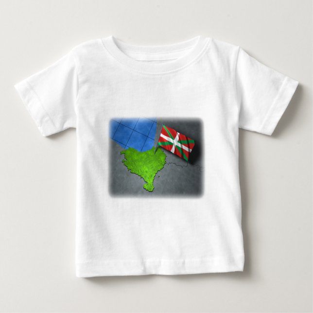 Camiseta Para Bebê País Basque com sua própria bandeira (Frente)