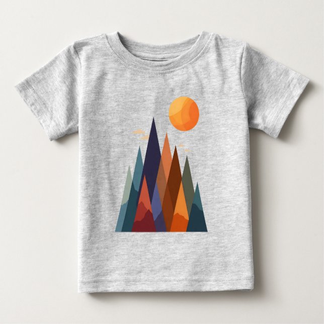 Camiseta Para Bebê Paisagem com Montanhas e Sol (Frente)