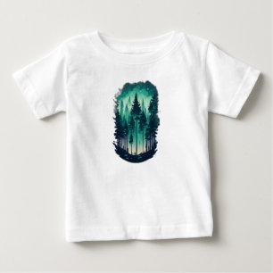 Camiseta Para Bebê Paisagem da Floresta Pinha