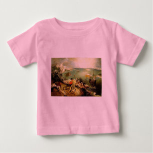 Camiseta Para Bebê Paisagem de Bruegel com queda de Ícaro - 1558