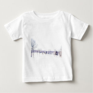 Camiseta Para Bebê Paisagem de inverno de neve