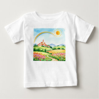 Camiseta Para Bebê Paisagem rural pacífica