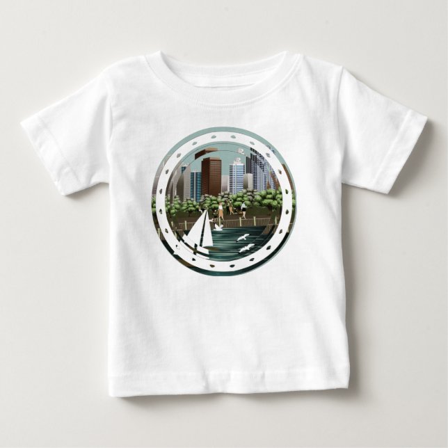 Camiseta Para Bebê Paisagem urbana (Frente)