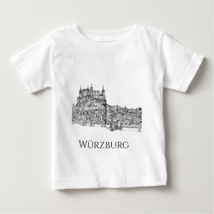 Camiseta Para Bebê Paisagem Urbana de Würzburg Baviera Arte Minimalis
