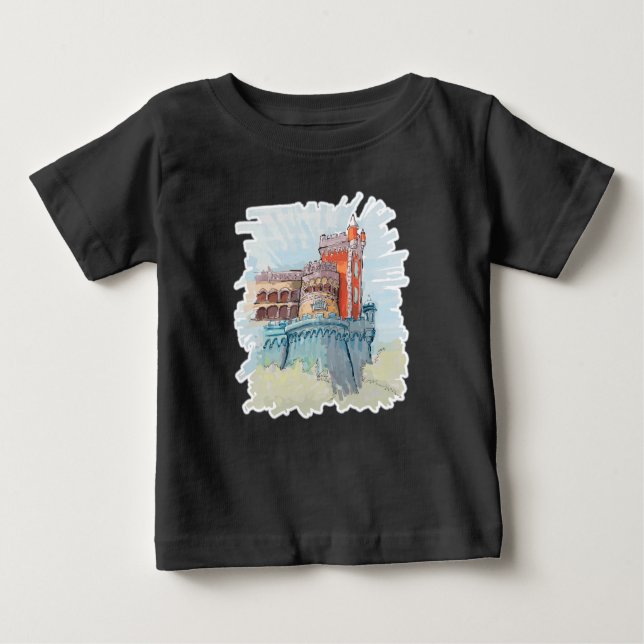 Camiseta Para Bebê Palácio Pena em Sintra, Portugal (Frente)