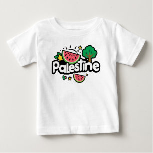 Camiseta Para Bebê Palavra de Cuta Palestina cercada por melancia