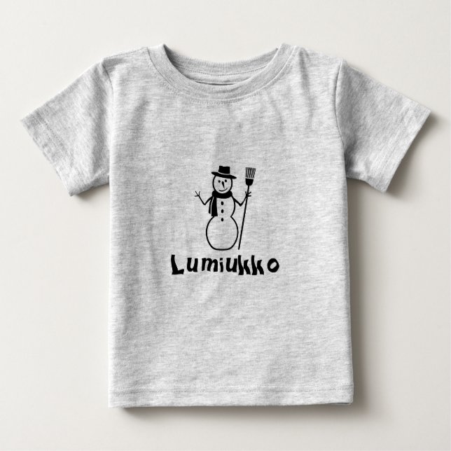 Camiseta Para Bebê Palavra finlandesa para o boneco de neve (Frente)