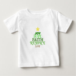 Camiseta Para Bebê Palavras de Natal Árvore de Natal