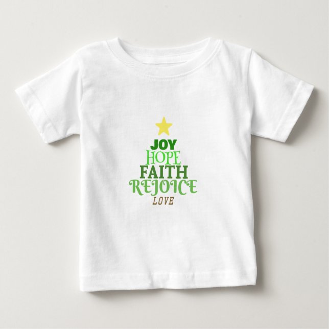 Camiseta Para Bebê Palavras de Natal Árvore de Natal (Frente)
