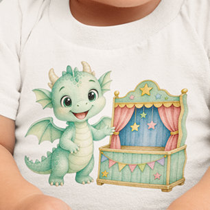 Camiseta Para Bebê Palco de Fantoche de Dragão Mágico Personalizado