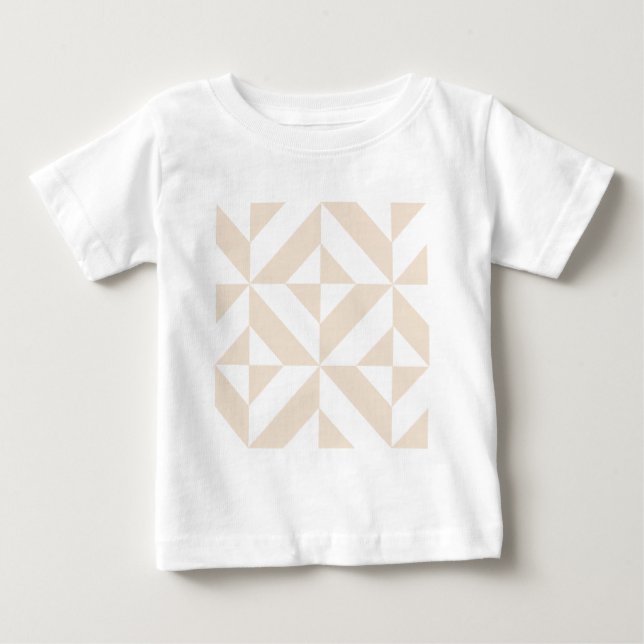 Camiseta Para Bebê Pale Beige Geométrico Deco Cube Padrão (Frente)