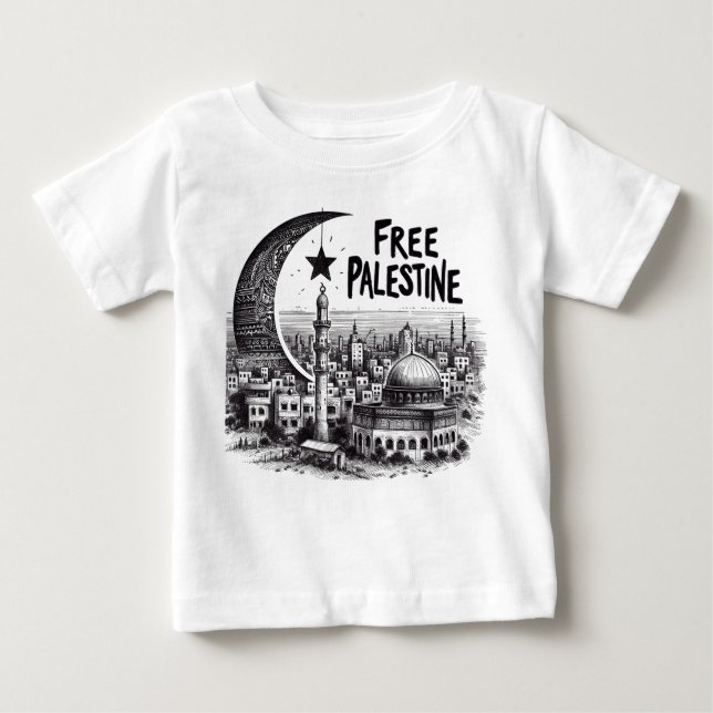 Camiseta Para Bebê Palestina livre de aqsa livre (Frente)