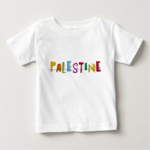 Camiseta Para Bebê PALESTINA Nome Árabe Colorido