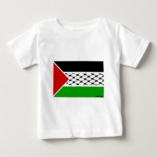 Camiseta Para Bebê Palestina - Sinalizador Keffiyeh (Frente)