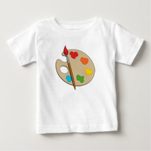 Camiseta Para Bebê Paleta de Artista com Pincel de Pintura