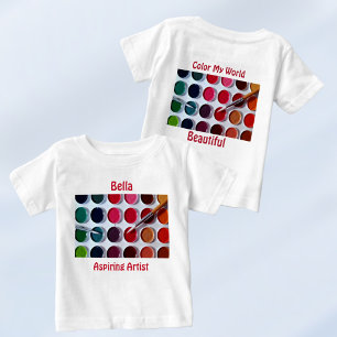 Camiseta Para Bebê Paleta de tinta colorida