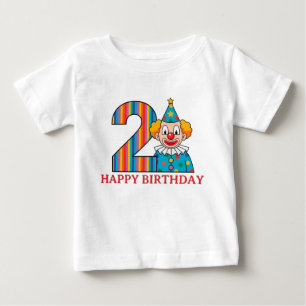 Camiseta Para Bebê Palhaço Colorido Com Número Arco-Íris