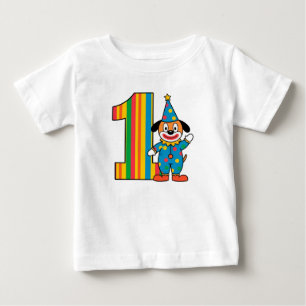 Camiseta Para Bebê Palhaço Colorido Com Número de Arco-Íris