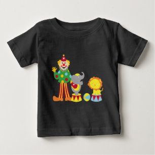 Camiseta Para Bebê Palhaço de Cartoon e Animais