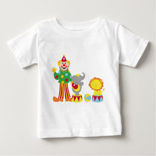 Camiseta Para Bebê Palhaço de circo de desenho animado e animais de m