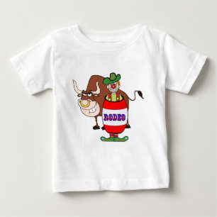 Camiseta Para Bebê Palhaço de Rodeio Ocidental e Touro