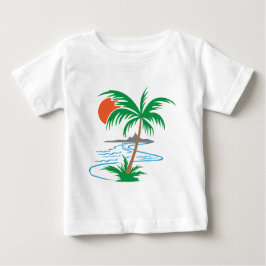 Camiseta Para Bebê Palm Tree by the River | Tropical Sunset Art